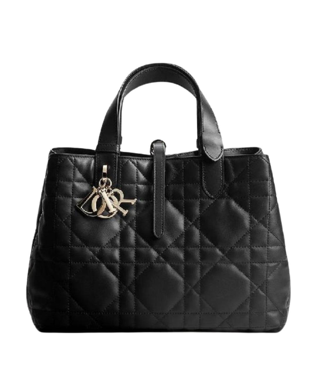 CHRISTIAN DIOR Черная кожаная сумка с короткими ручками, фото 1