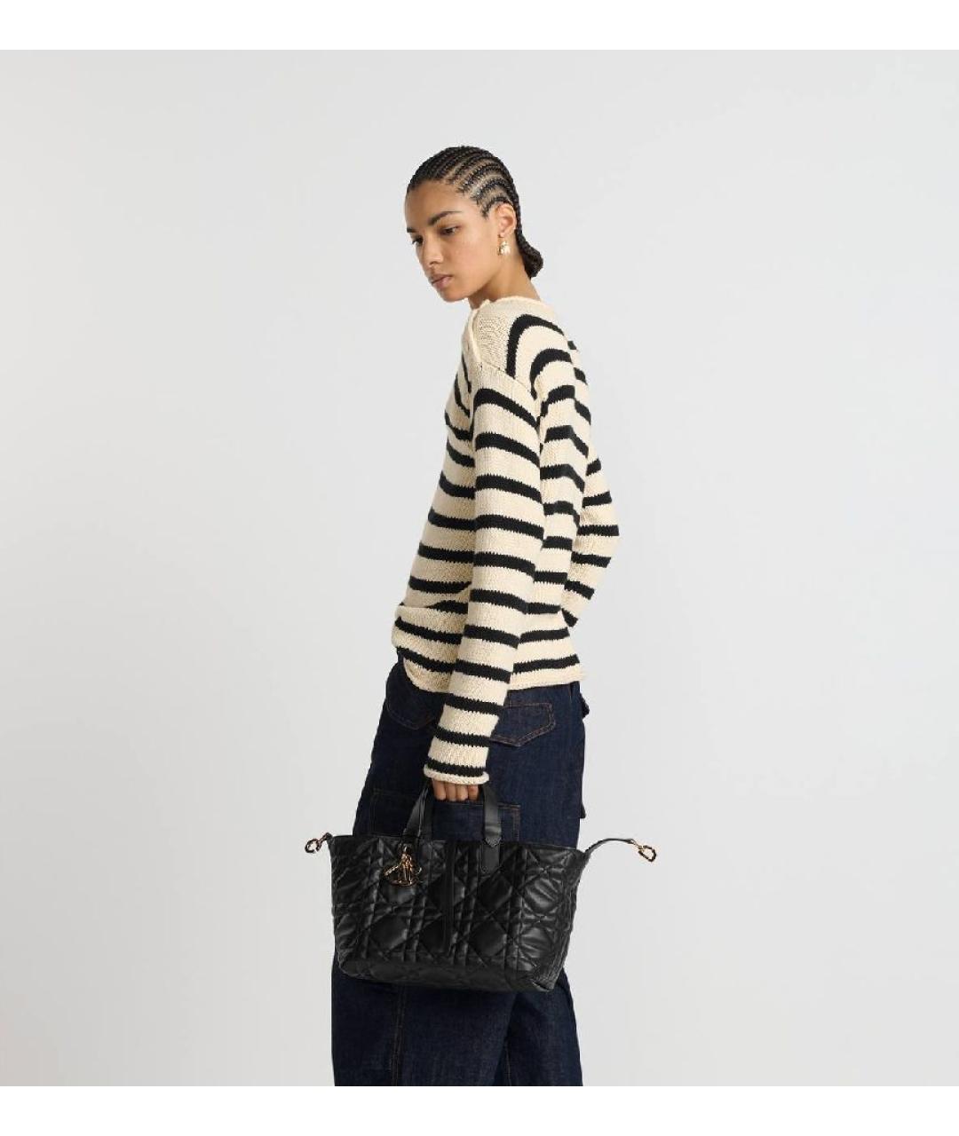 CHRISTIAN DIOR Черная кожаная сумка с короткими ручками, фото 4