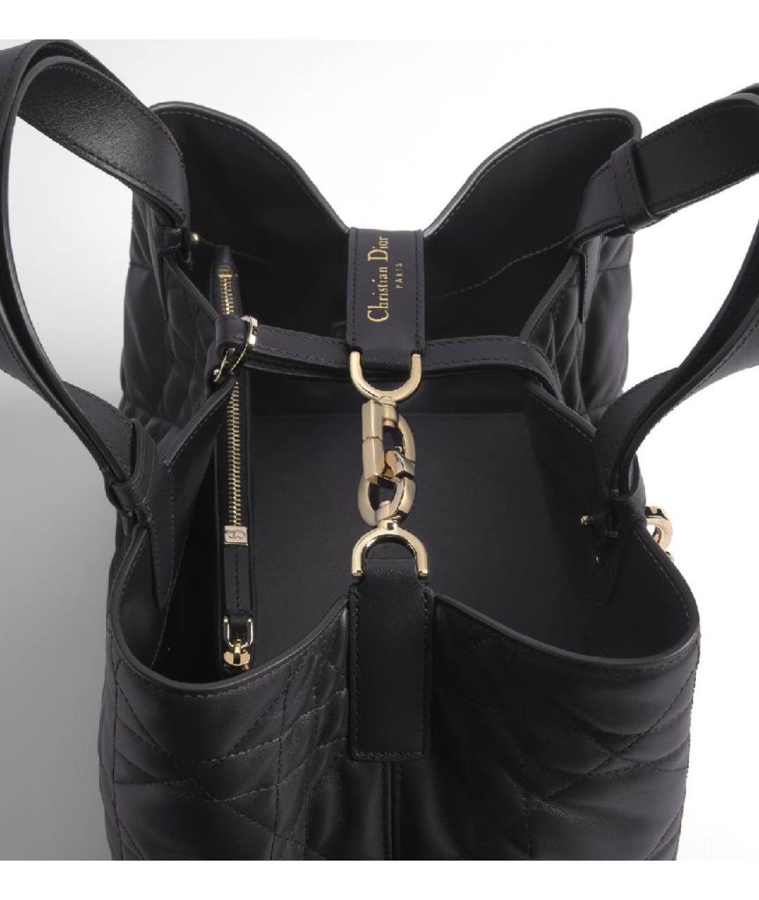 CHRISTIAN DIOR Черная кожаная сумка с короткими ручками, фото 6