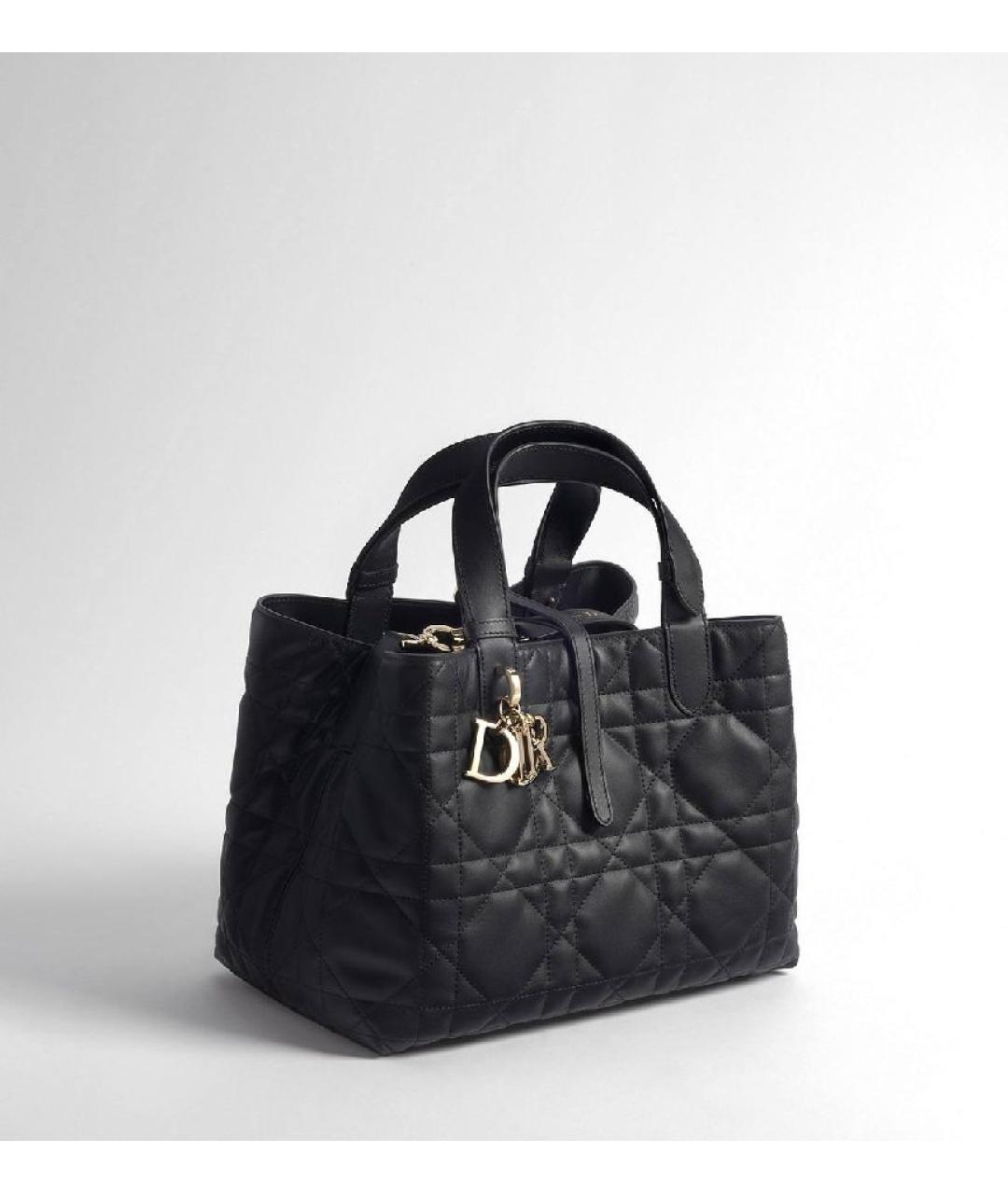 CHRISTIAN DIOR Черная кожаная сумка с короткими ручками, фото 2