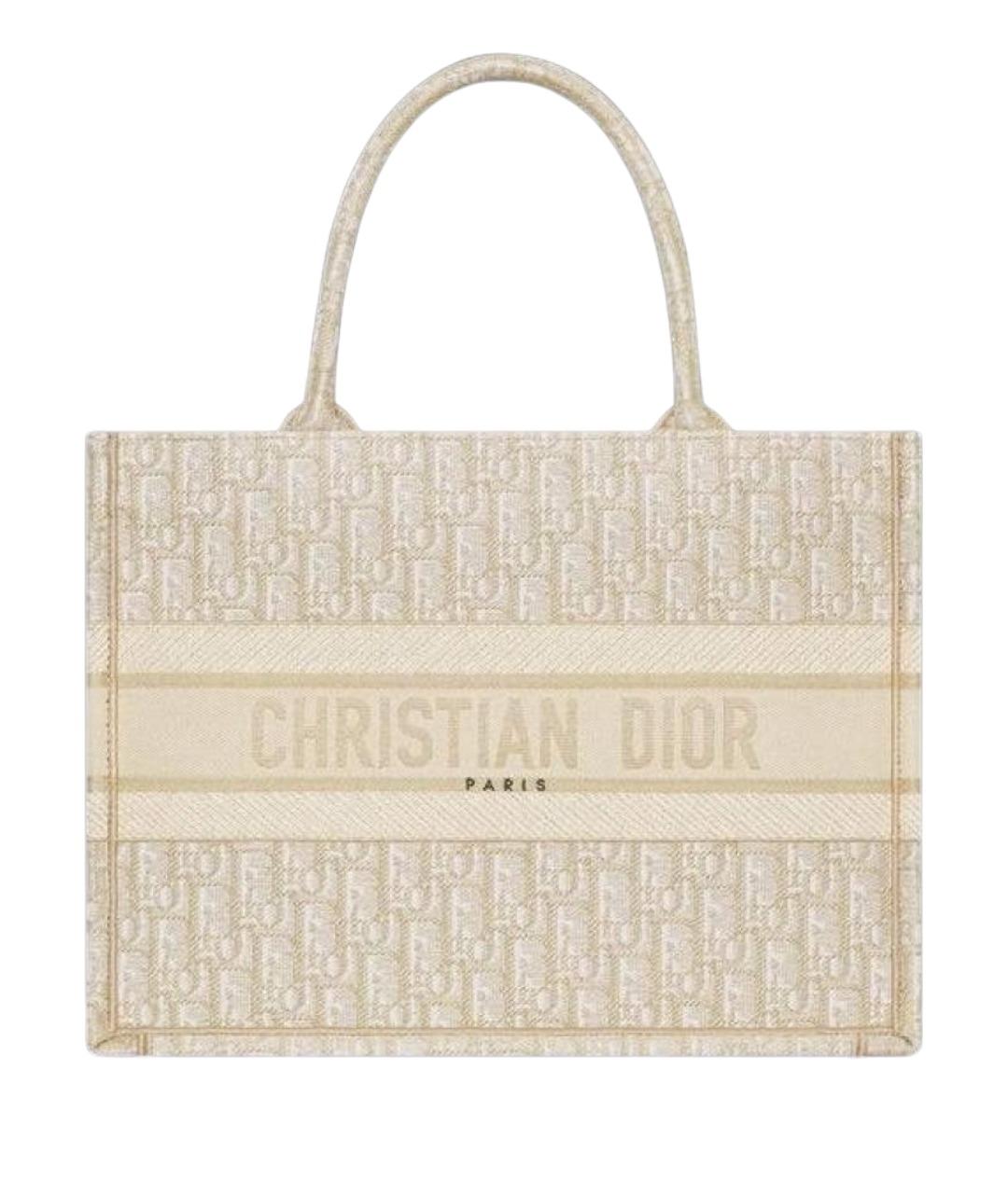 CHRISTIAN DIOR Белая тканевая сумка тоут, фото 1