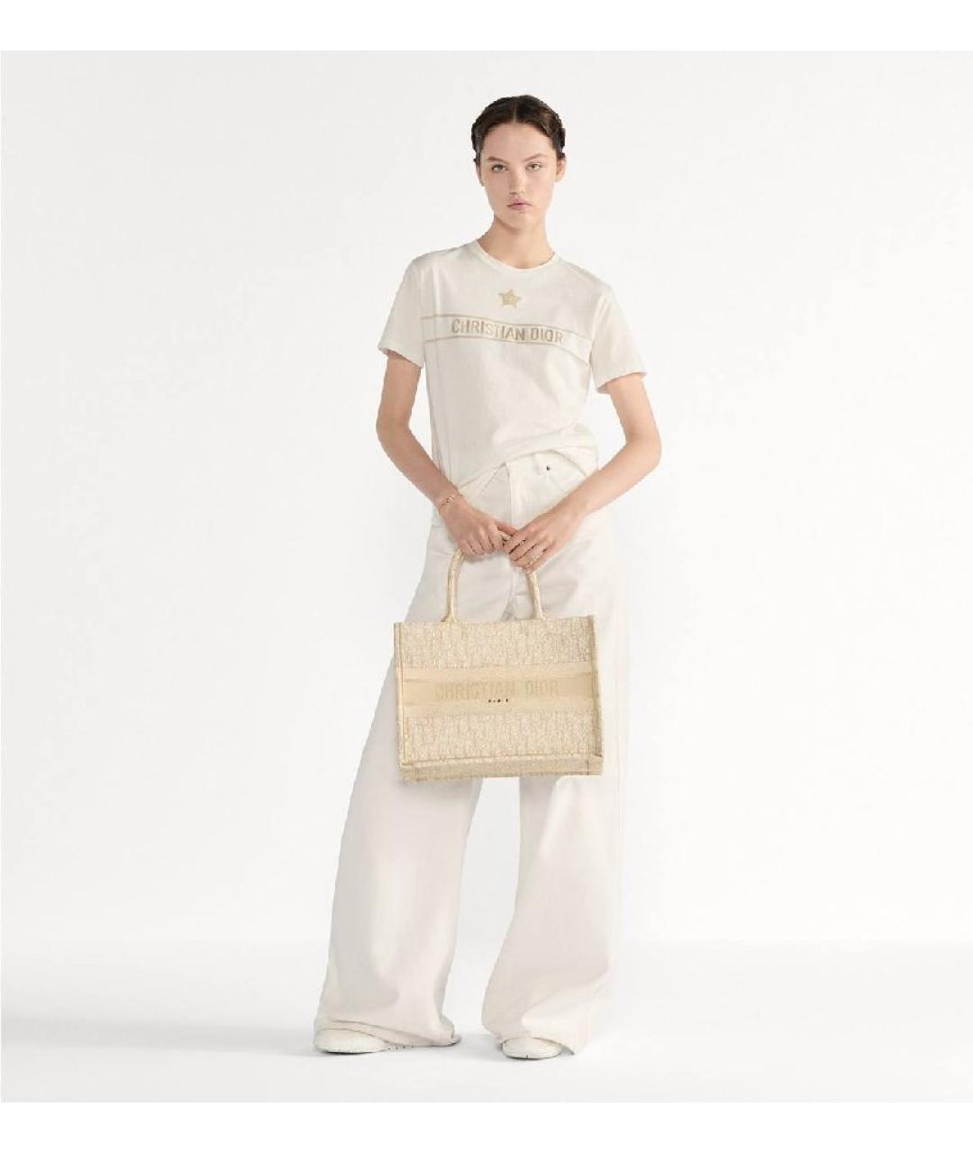 CHRISTIAN DIOR Белая тканевая сумка тоут, фото 2
