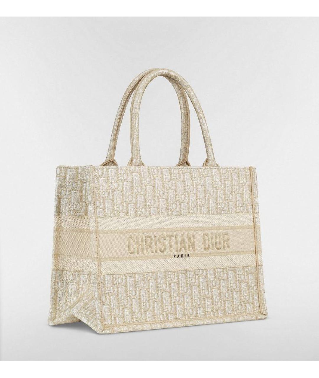 CHRISTIAN DIOR Белая тканевая сумка тоут, фото 6