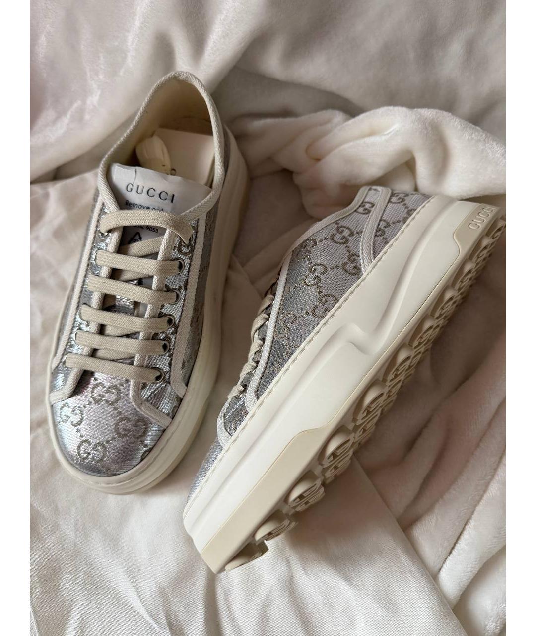 GUCCI Серебряные кеды, фото 6