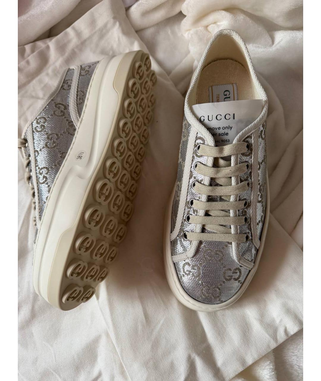 GUCCI Серебряные кеды, фото 4