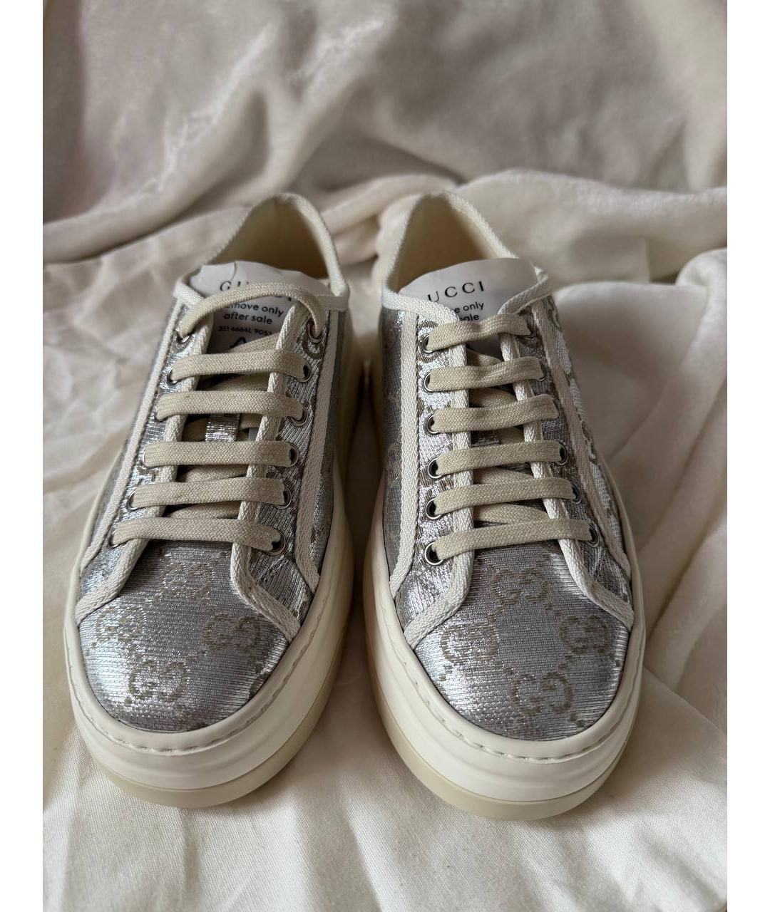 GUCCI Серебряные кеды, фото 2