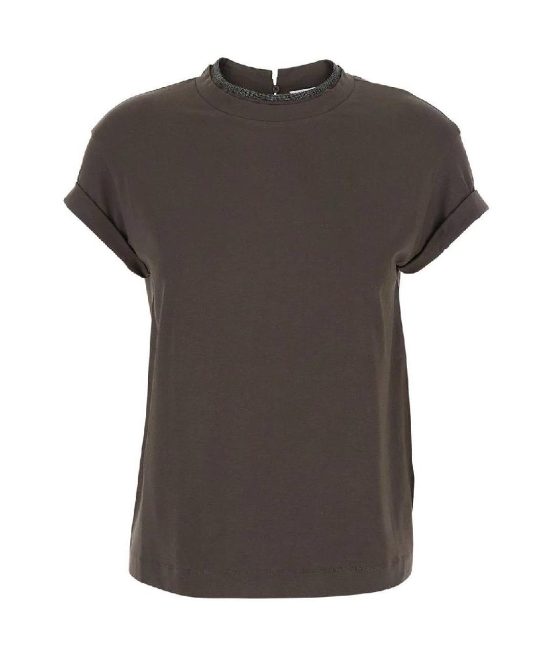 BRUNELLO CUCINELLI Коричневая хлопковая футболка, фото 1
