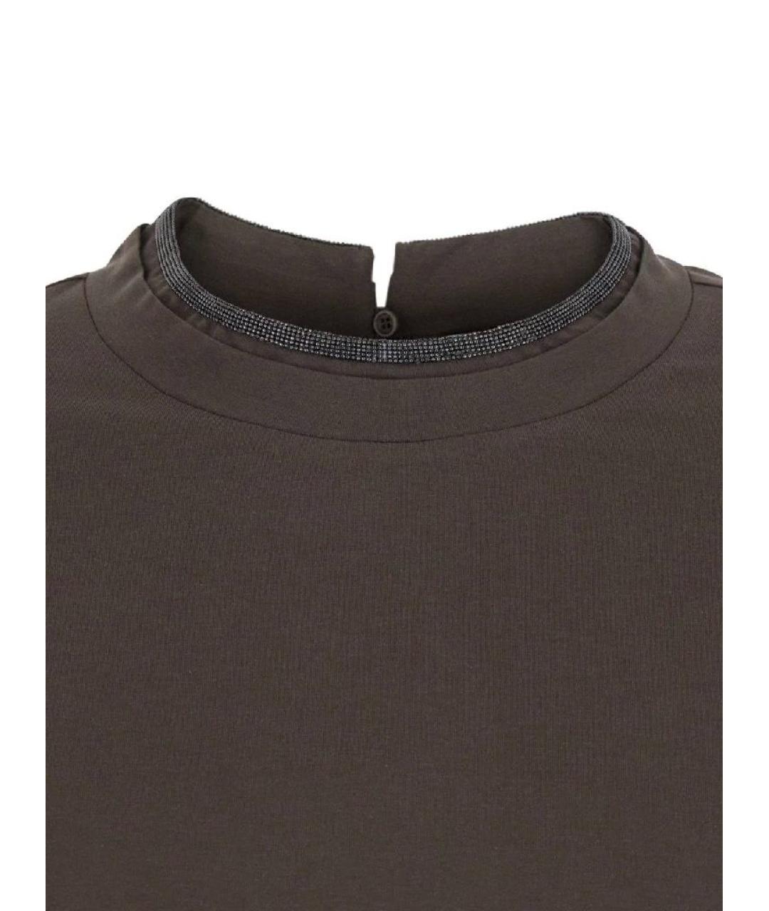 BRUNELLO CUCINELLI Коричневая хлопковая футболка, фото 3
