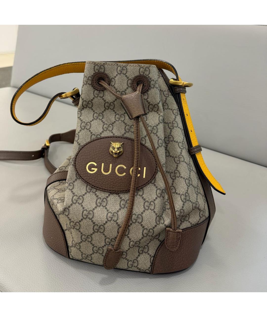 GUCCI Коричневый кожаный рюкзак, фото 9