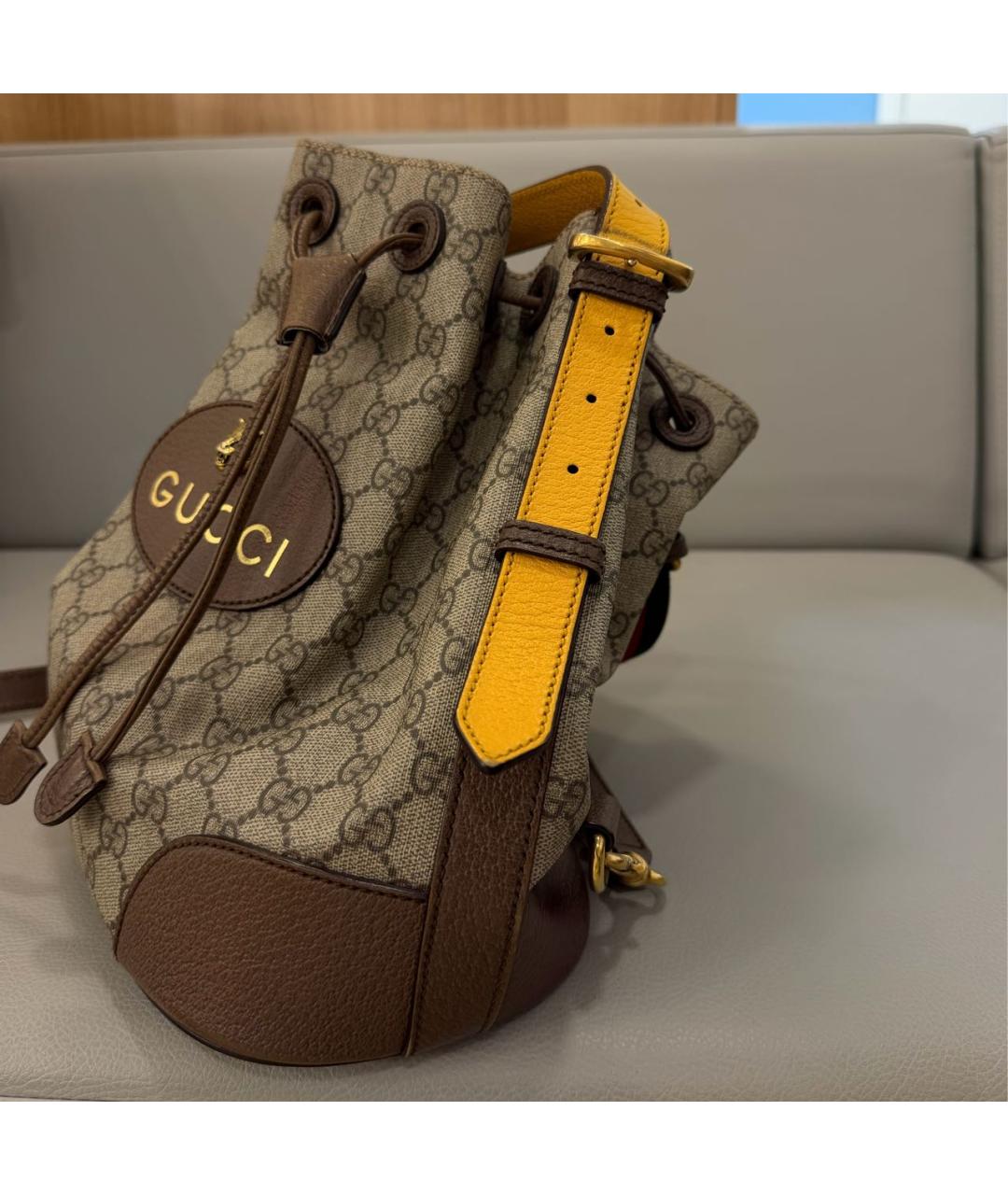 GUCCI Коричневый кожаный рюкзак, фото 2