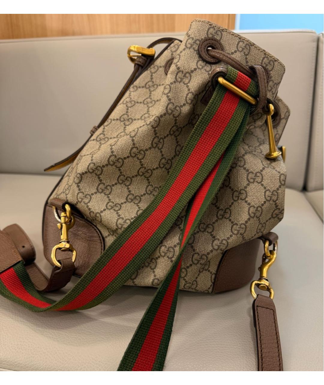 GUCCI Коричневый кожаный рюкзак, фото 3