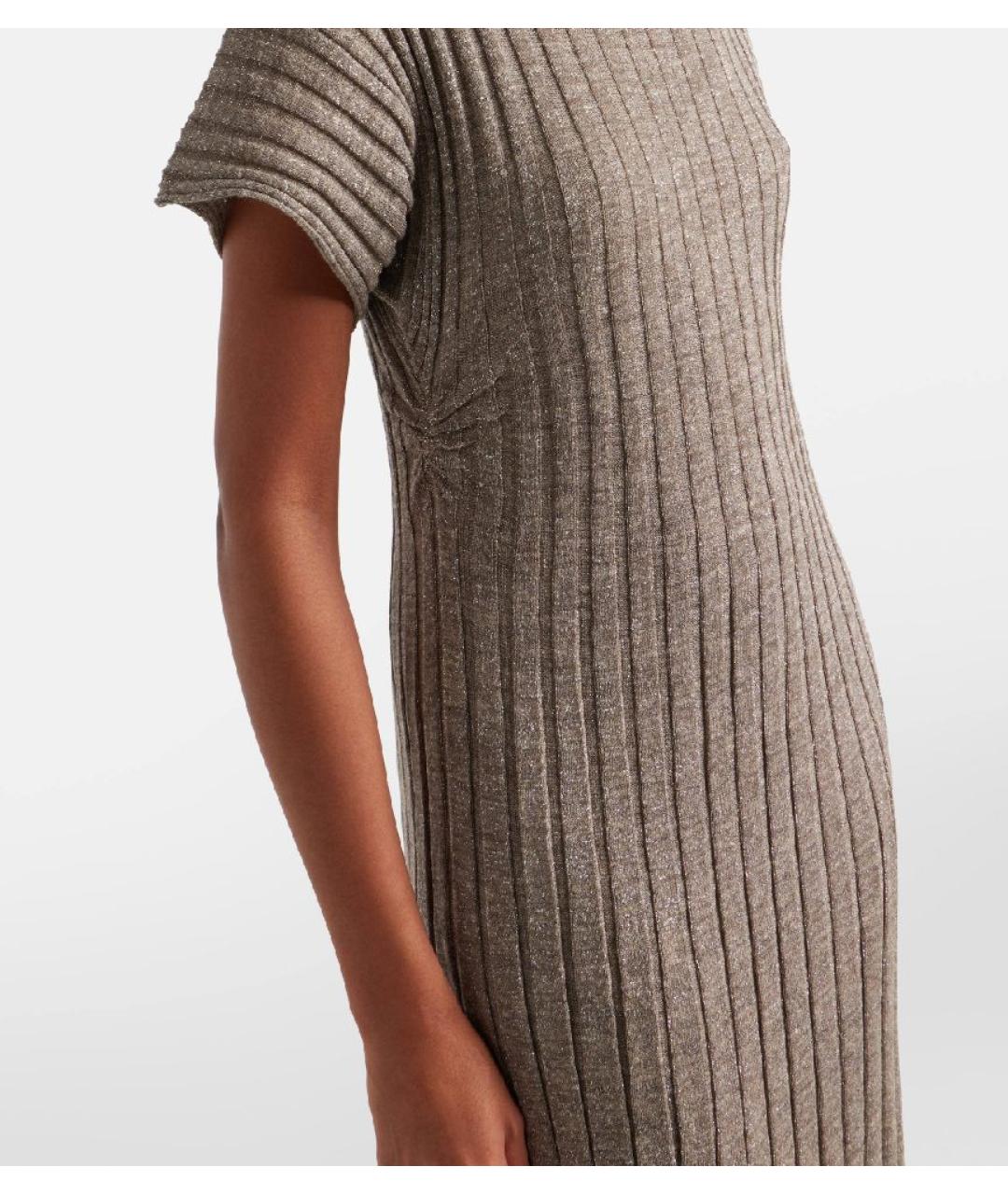 BRUNELLO CUCINELLI Коричневое хлопковое повседневное платье, фото 5