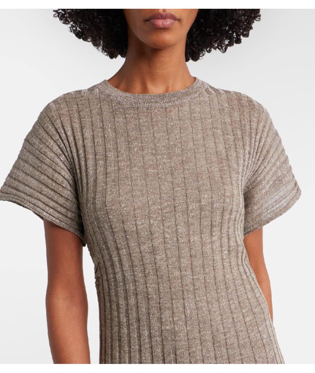 BRUNELLO CUCINELLI Коричневое хлопковое повседневное платье, фото 4