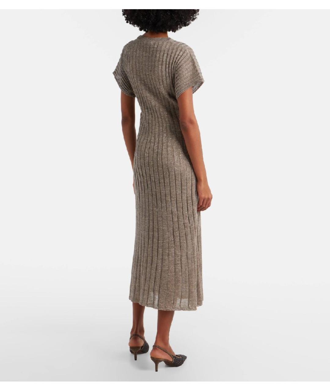 BRUNELLO CUCINELLI Коричневое хлопковое повседневное платье, фото 3