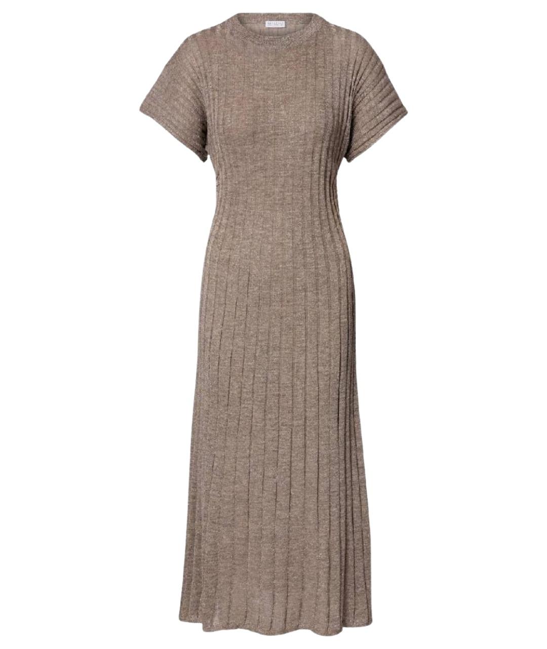 BRUNELLO CUCINELLI Коричневое хлопковое повседневное платье, фото 1