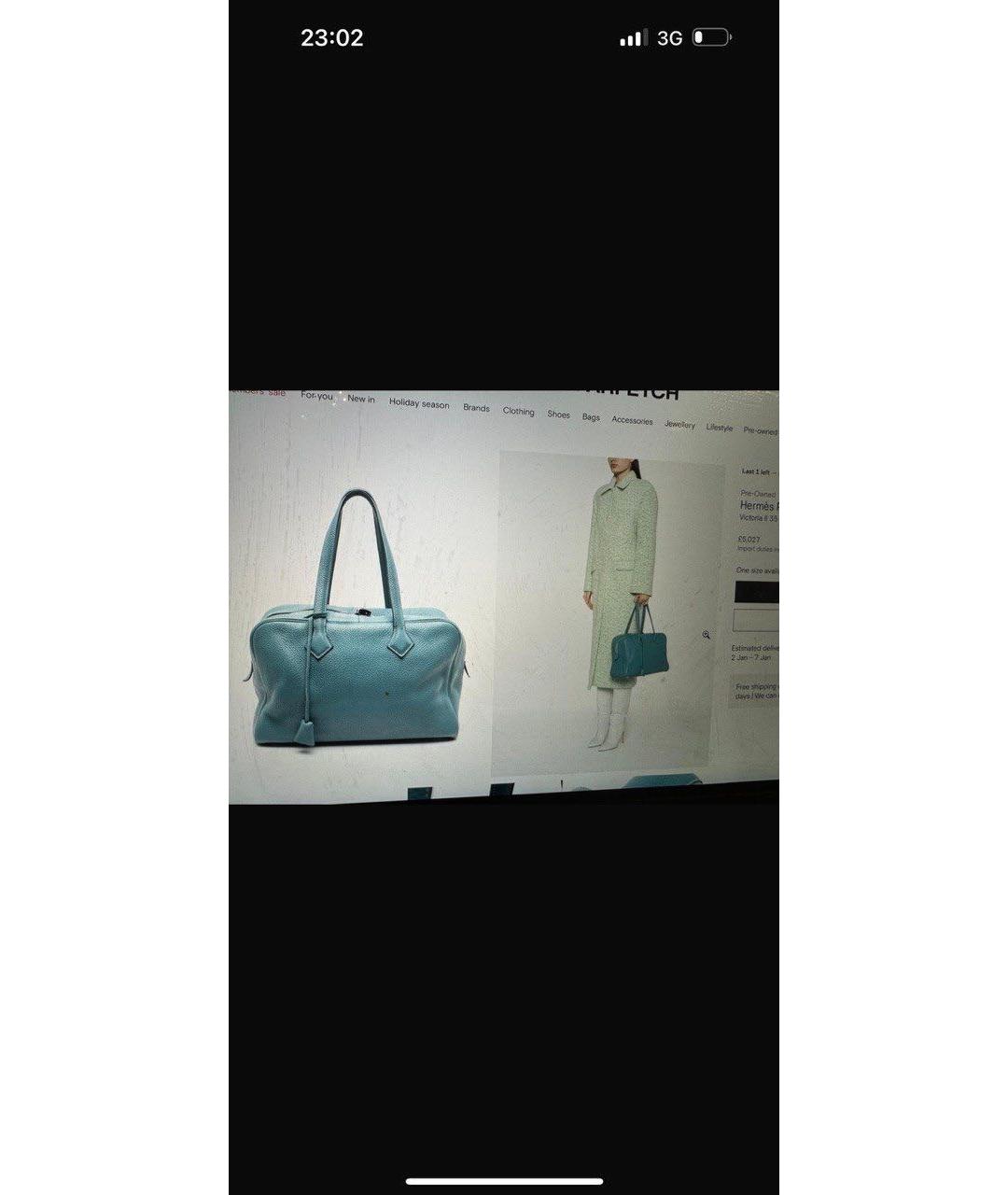 HERMES Зеленая кожаная сумка с короткими ручками, фото 4