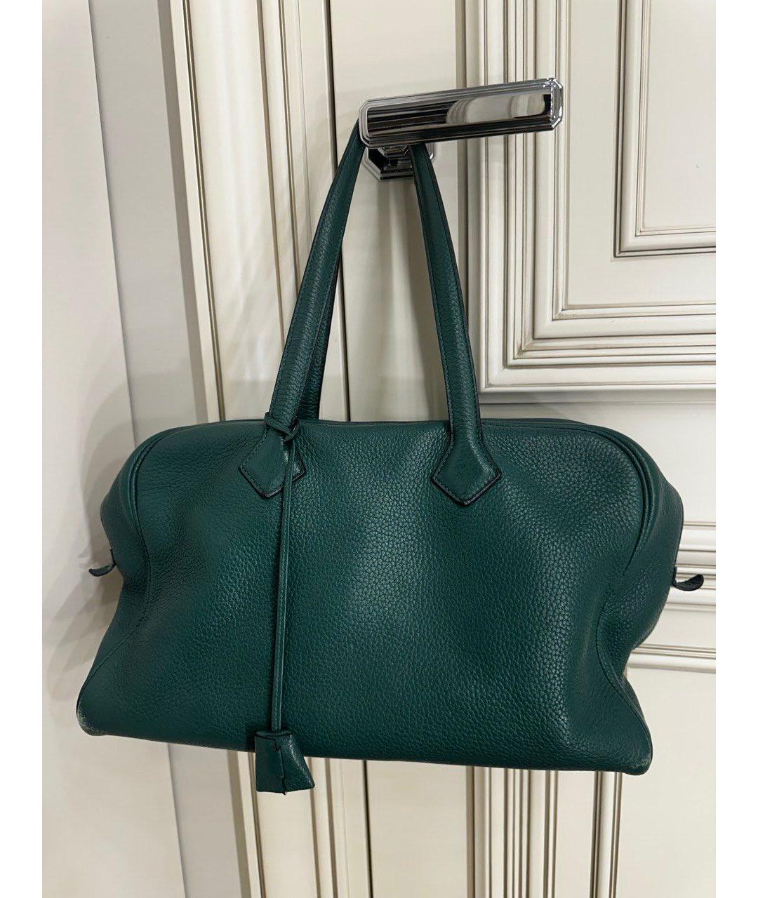 HERMES Зеленая кожаная сумка с короткими ручками, фото 5