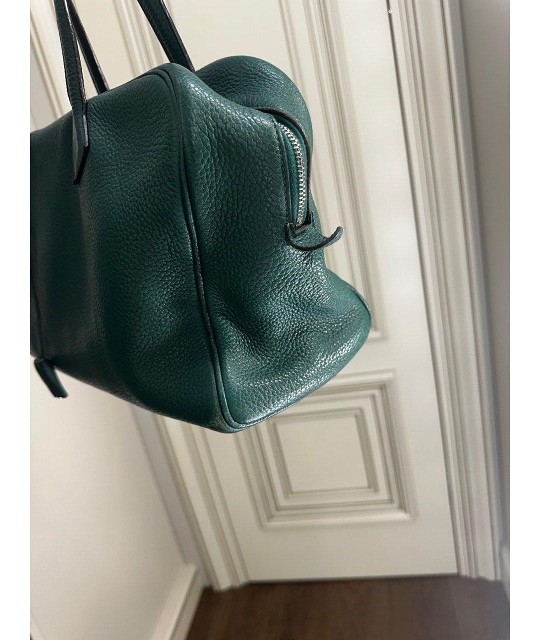 HERMES Зеленая кожаная сумка с короткими ручками, фото 6
