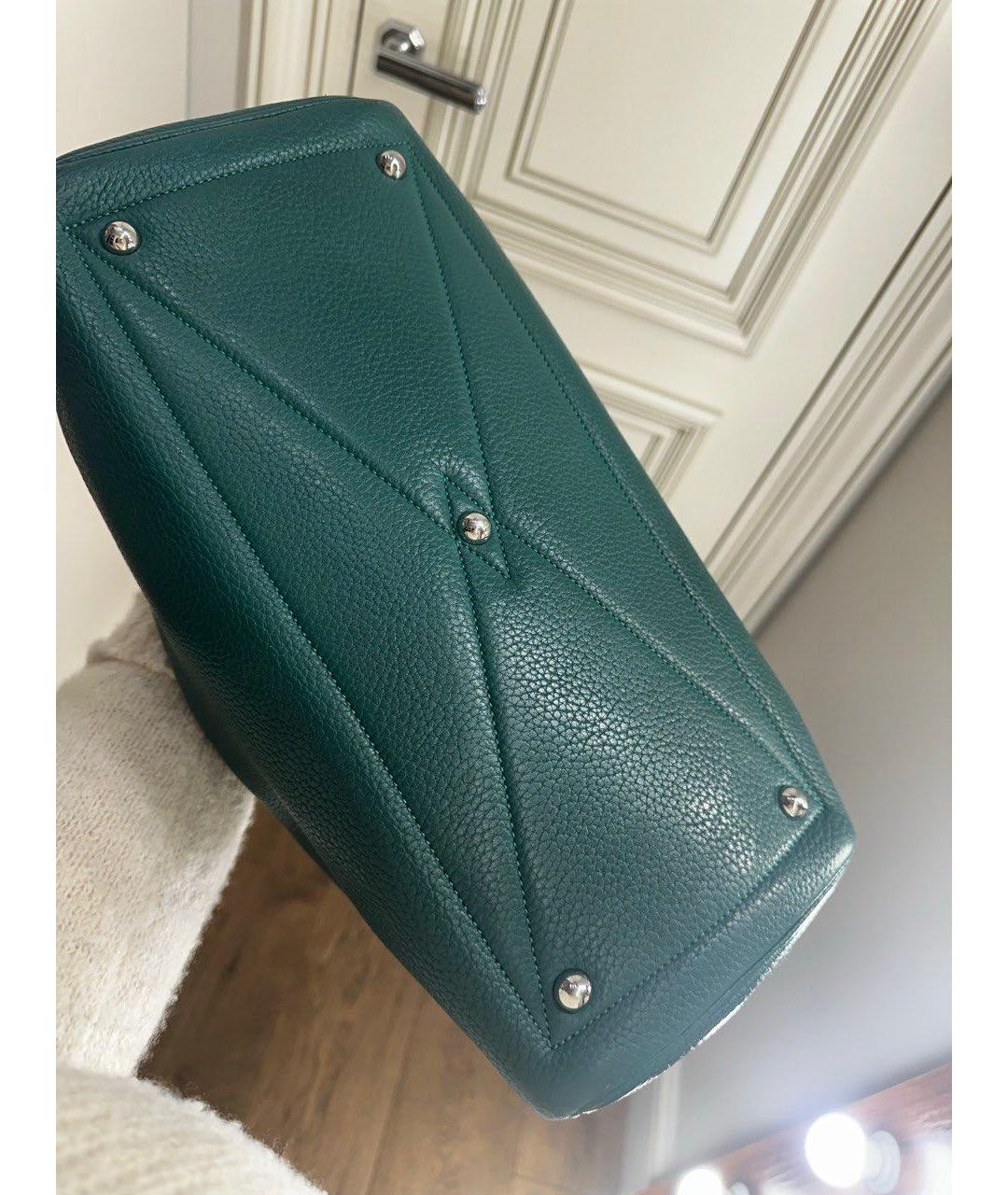 HERMES Зеленая кожаная сумка с короткими ручками, фото 8