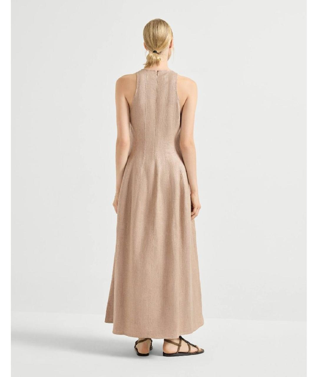 BRUNELLO CUCINELLI Бежевое хлопковое повседневное платье, фото 5