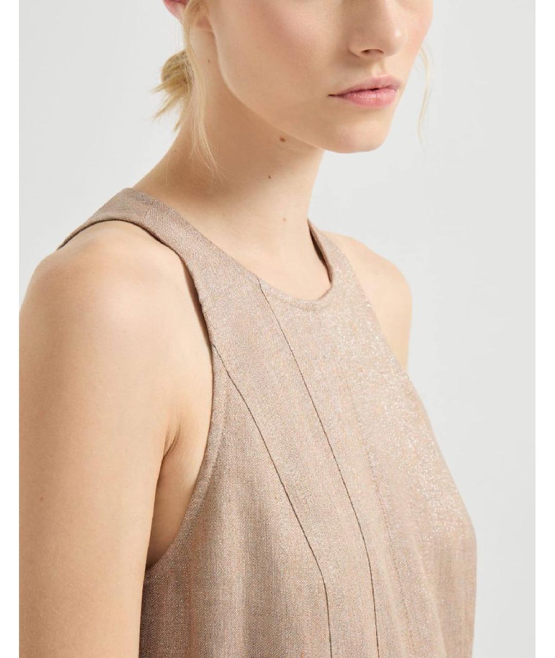 BRUNELLO CUCINELLI Бежевое хлопковое повседневное платье, фото 6