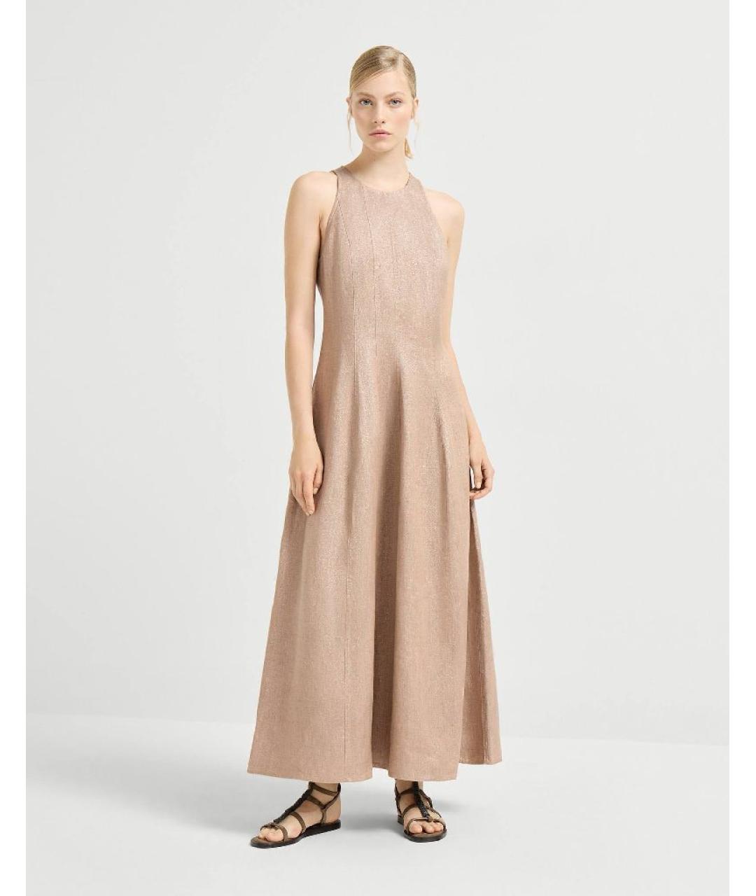 BRUNELLO CUCINELLI Бежевое хлопковое повседневное платье, фото 2