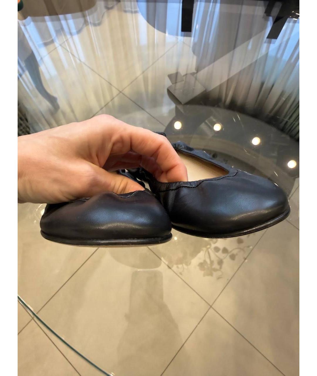 MANOLO BLAHNIK Черные кожаные балетки, фото 5