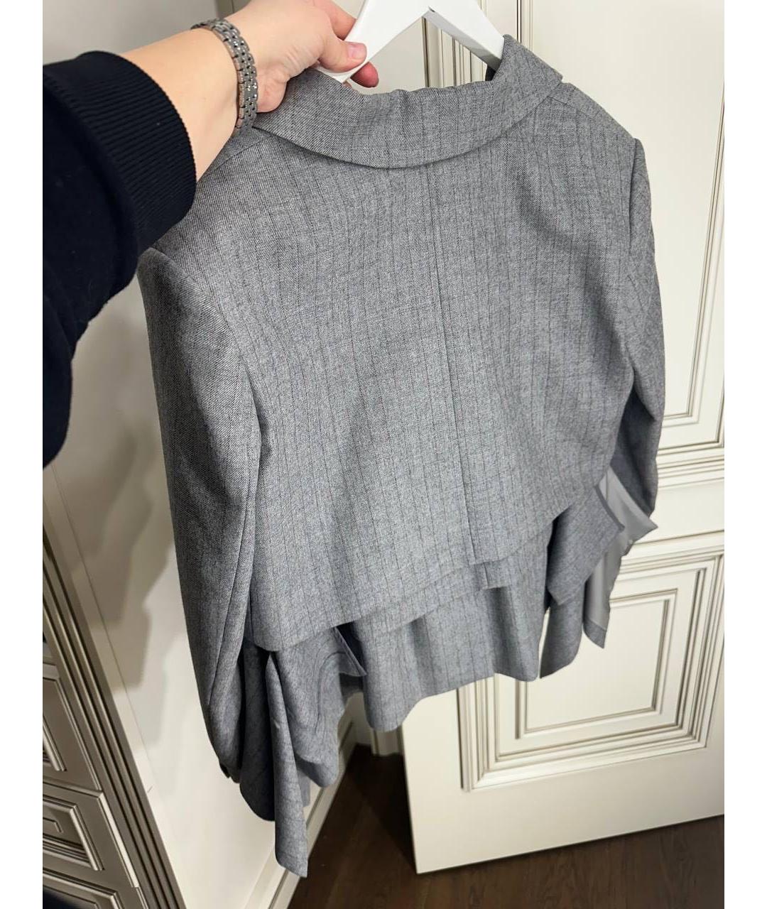 SACAI Серый шерстяной жакет/пиджак, фото 6