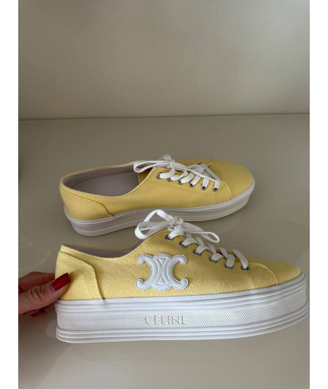 CELINE Желтые текстильные кеды, фото 9