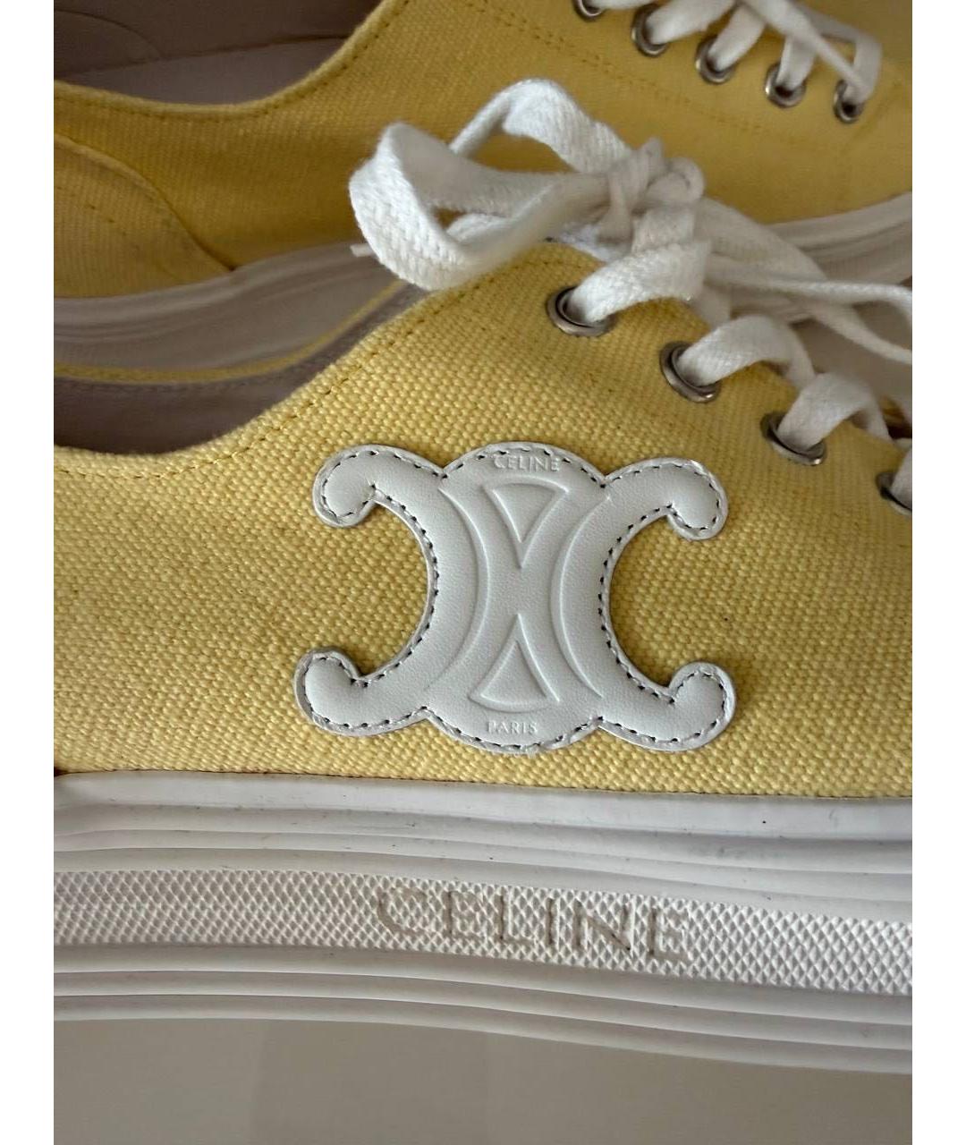 CELINE Желтые текстильные кеды, фото 5