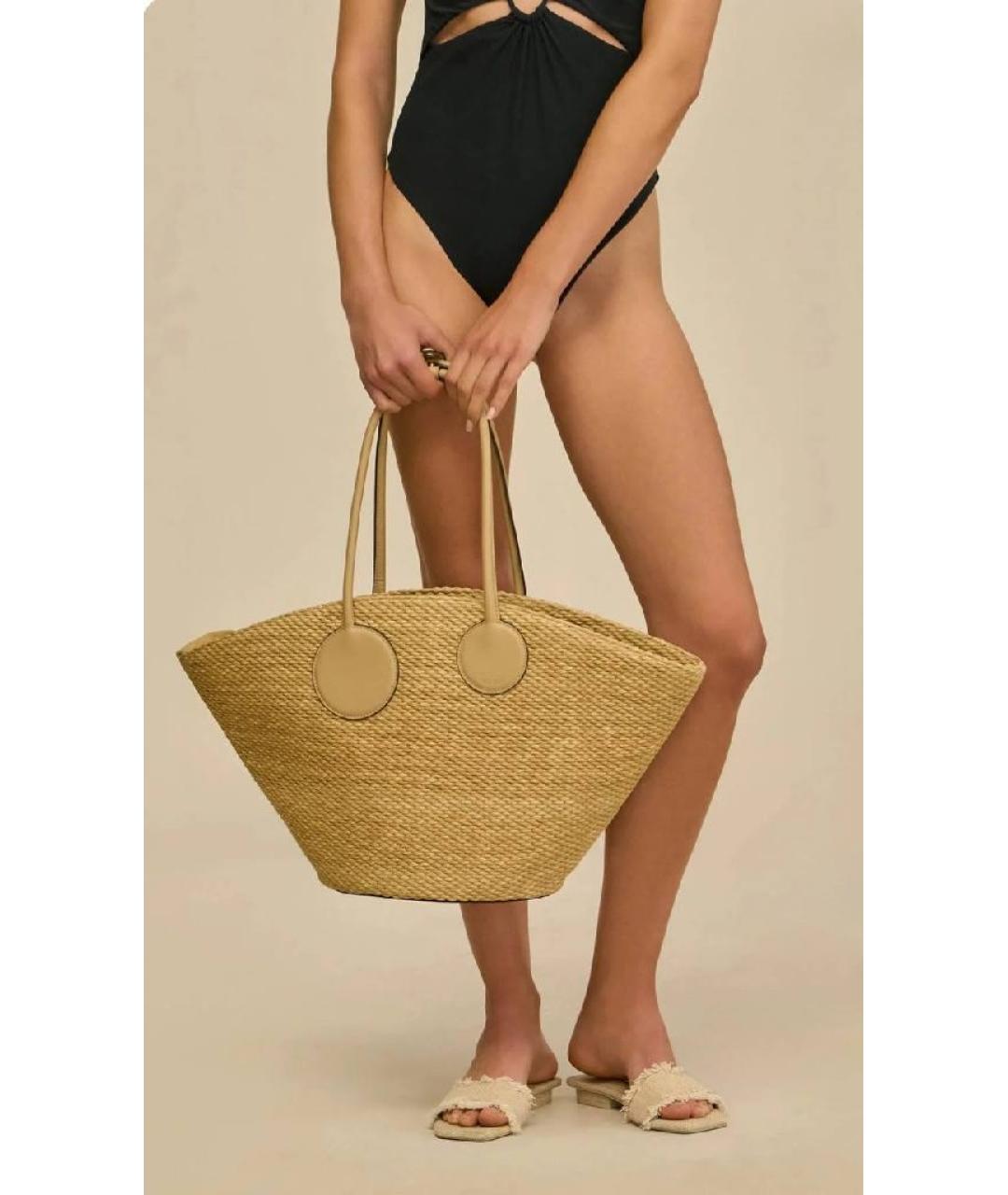 CULT GAIA Бежевая пелетеная пляжная сумка, фото 2