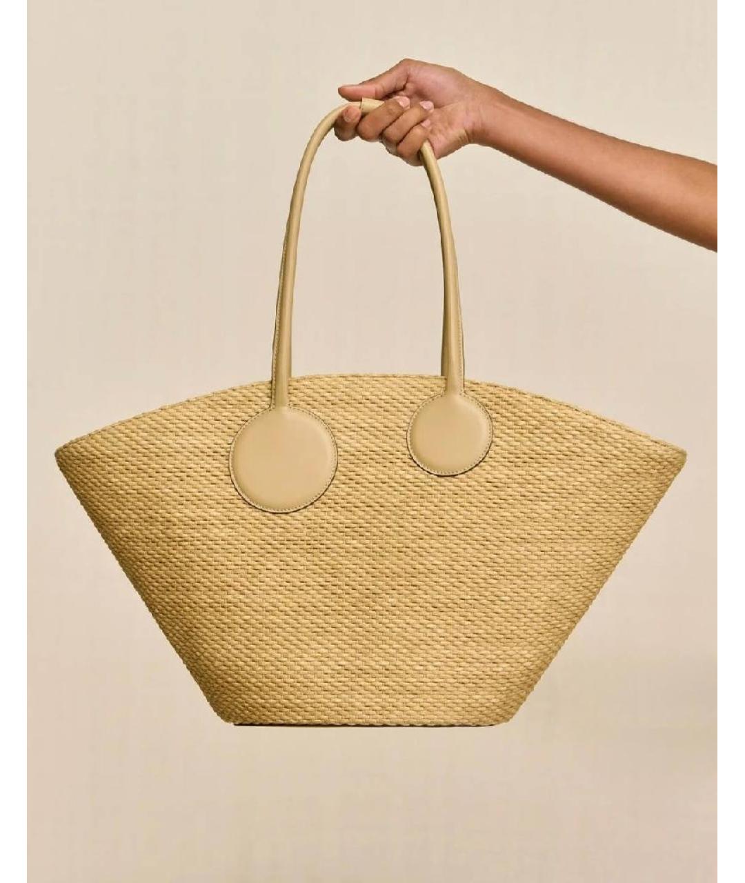 CULT GAIA Бежевая пелетеная пляжная сумка, фото 3