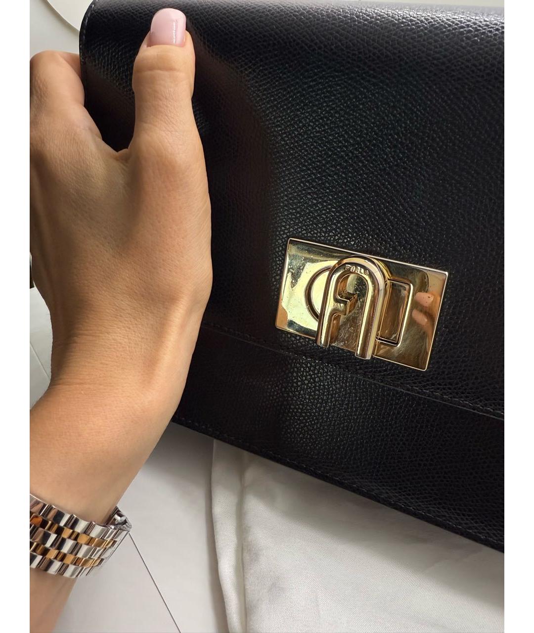 FURLA Черная кожаная сумка через плечо, фото 3