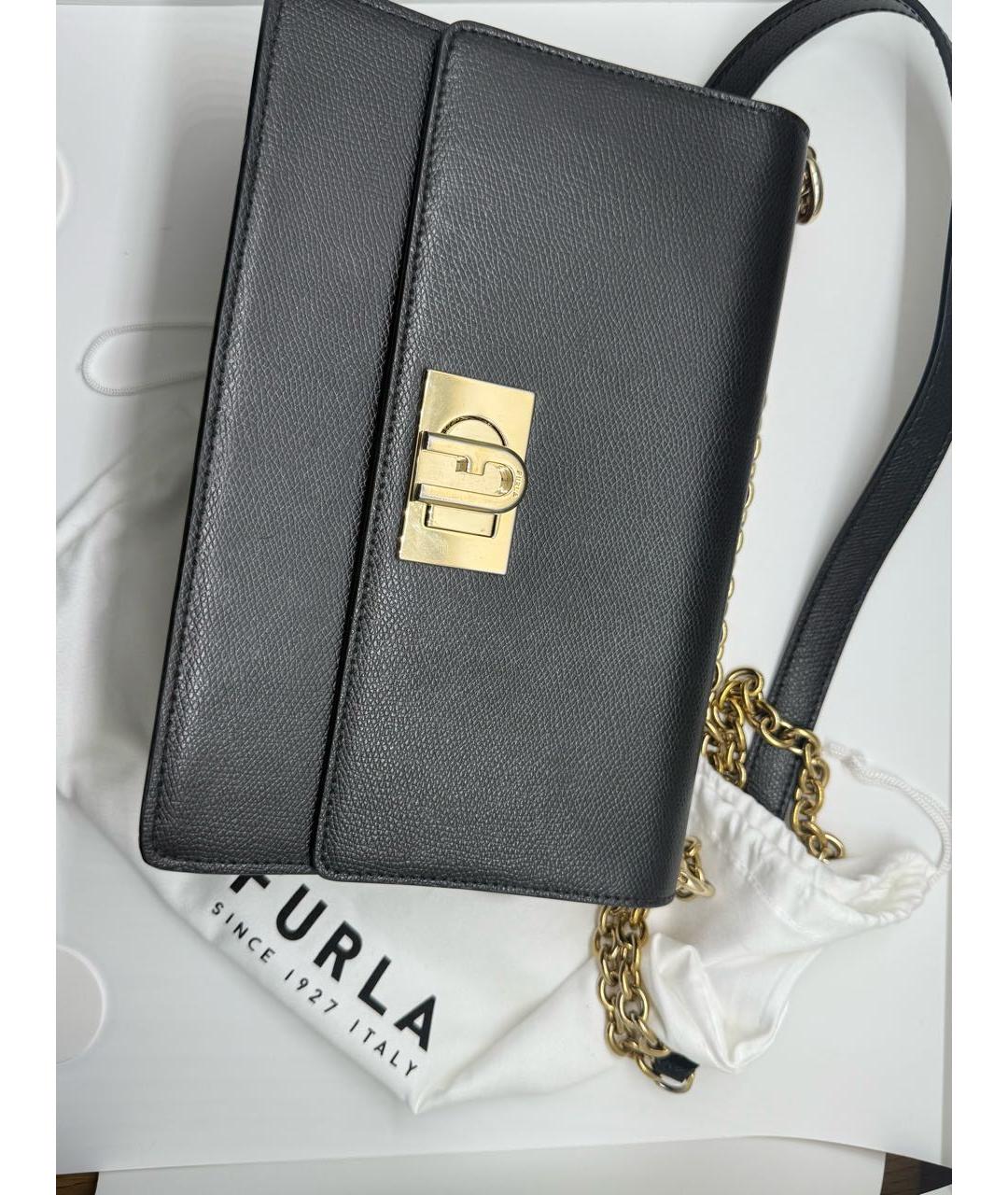 FURLA Черная кожаная сумка через плечо, фото 2