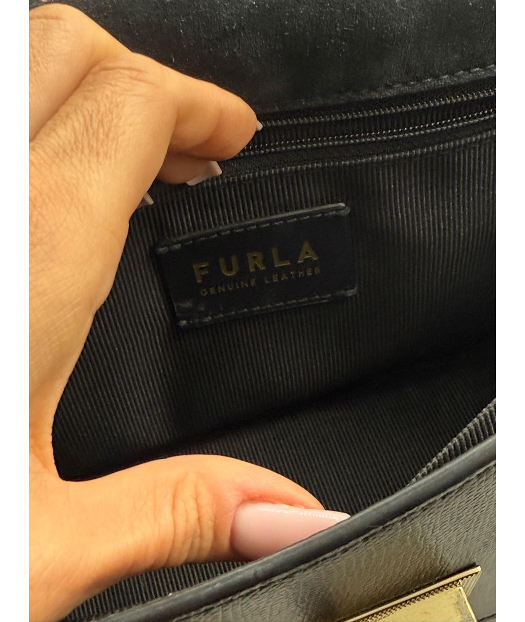 FURLA Черная кожаная сумка через плечо, фото 4