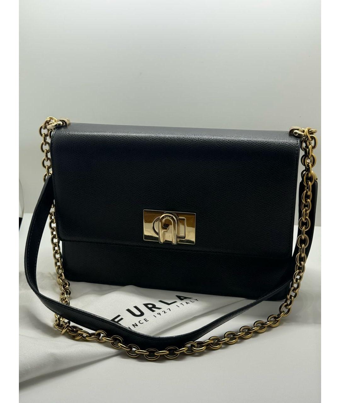 FURLA Черная кожаная сумка через плечо, фото 5