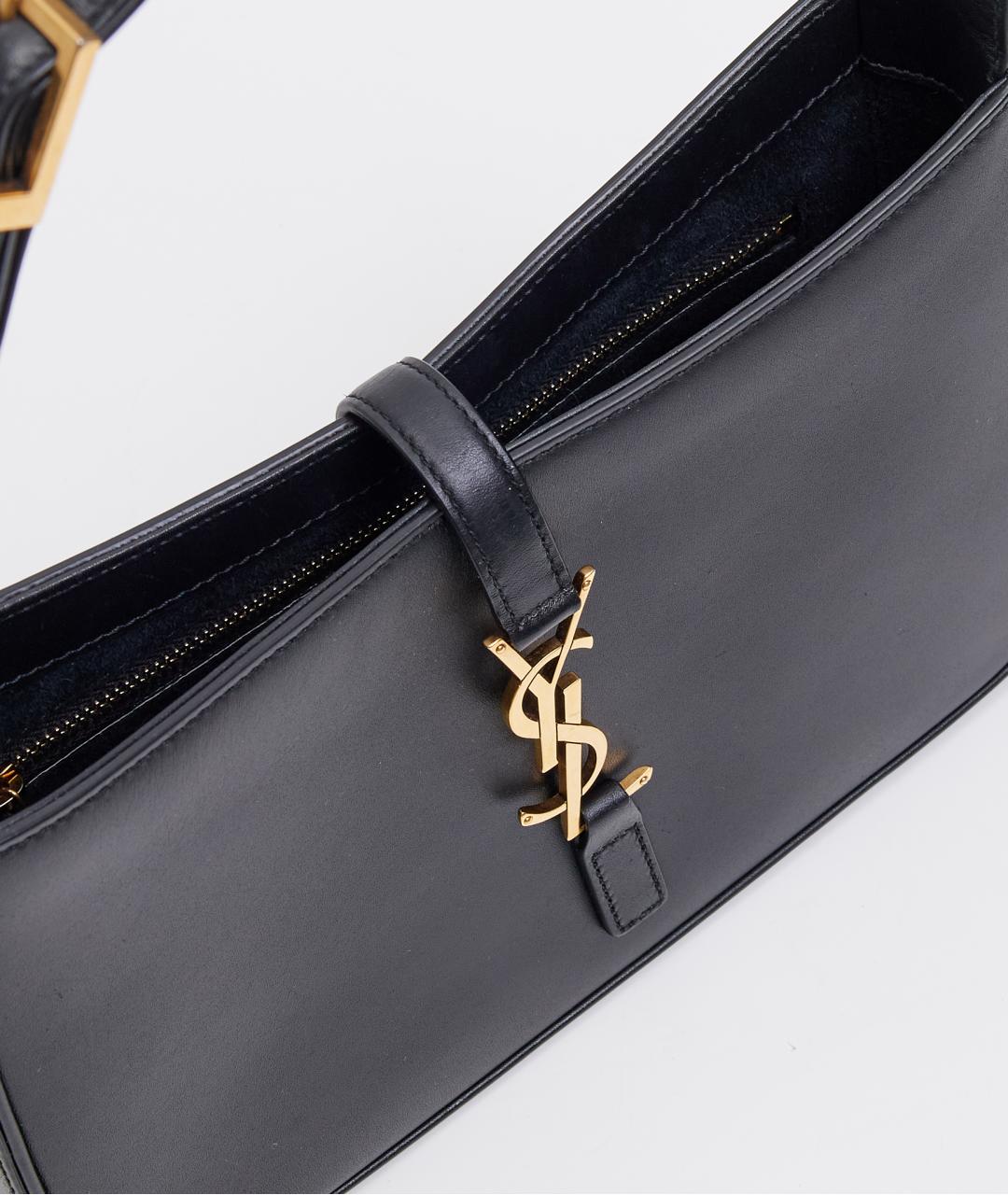 SAINT LAURENT Черная кожаная сумка с короткими ручками, фото 5