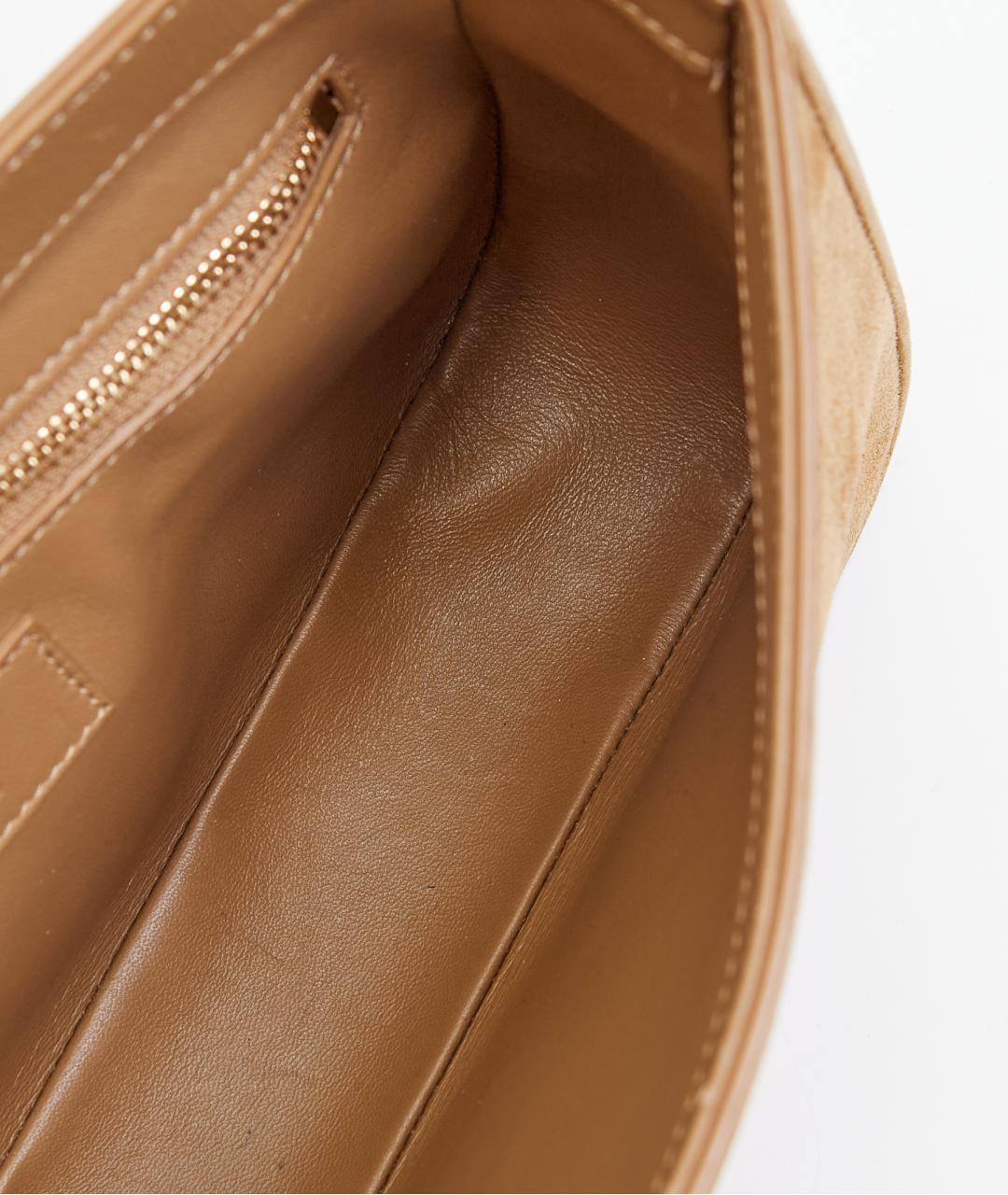 SAINT LAURENT Бежевая замшевая сумка с короткими ручками, фото 5