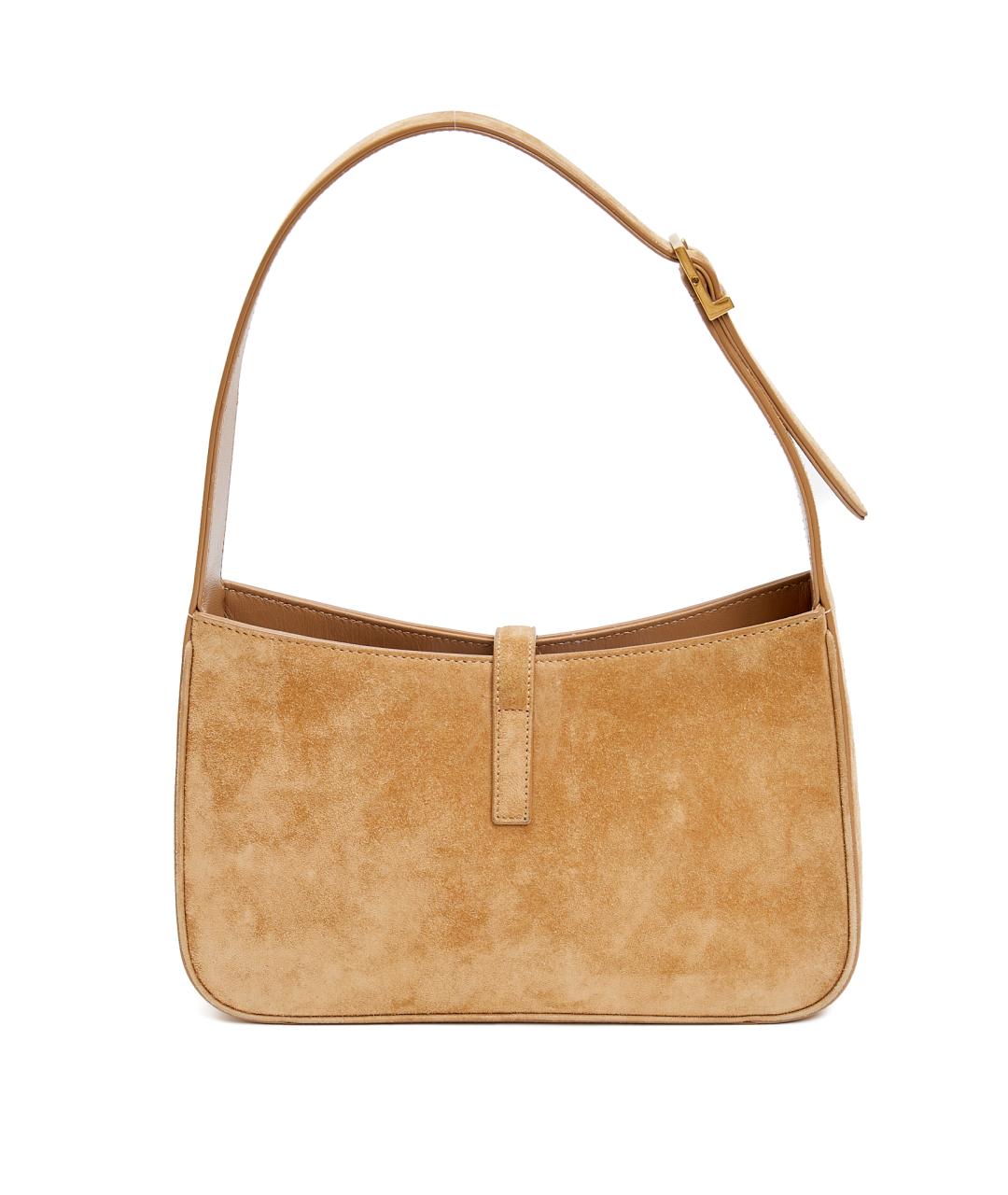 SAINT LAURENT Бежевая замшевая сумка с короткими ручками, фото 3