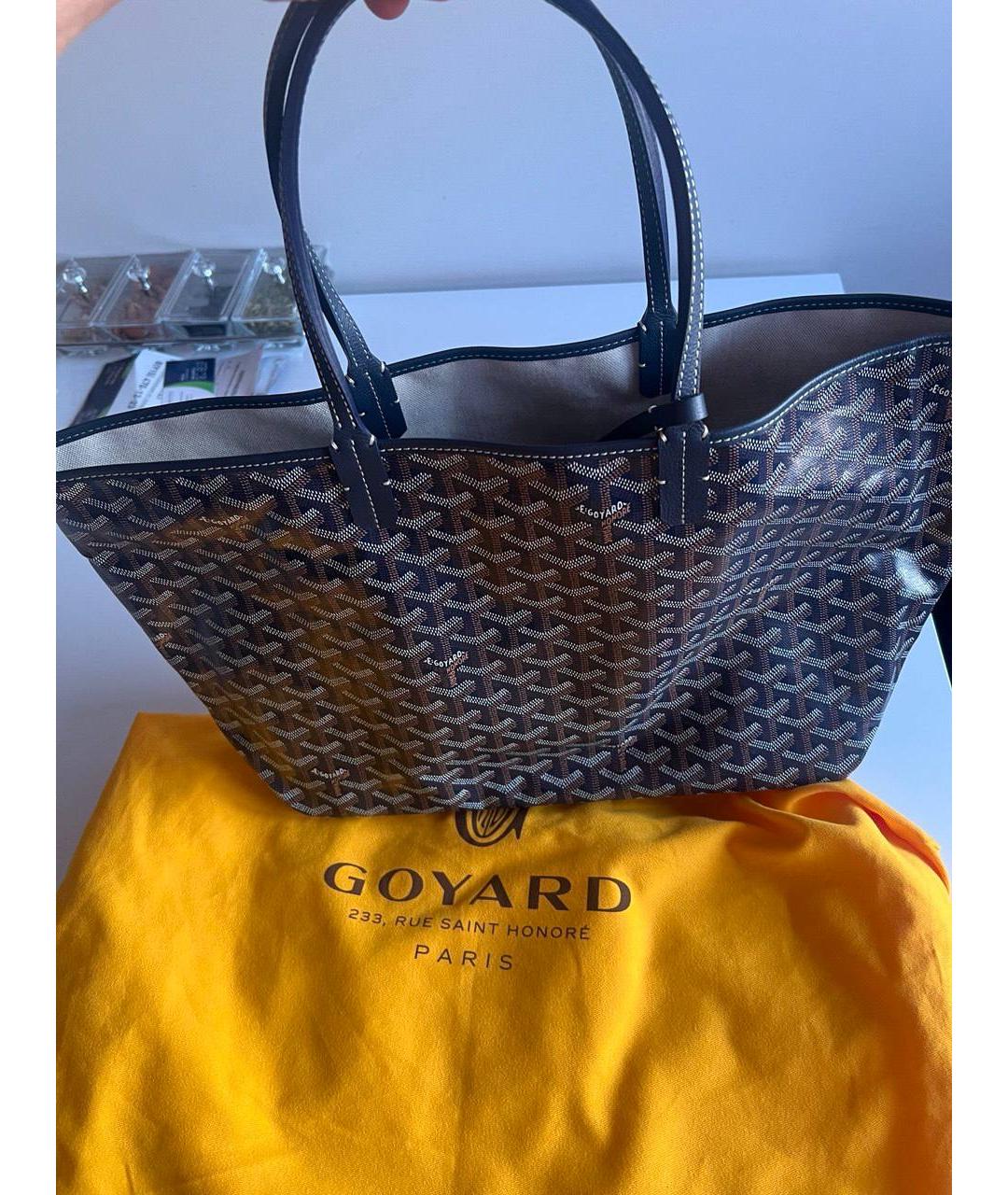 GOYARD Синяя кожаная сумка с короткими ручками, фото 6