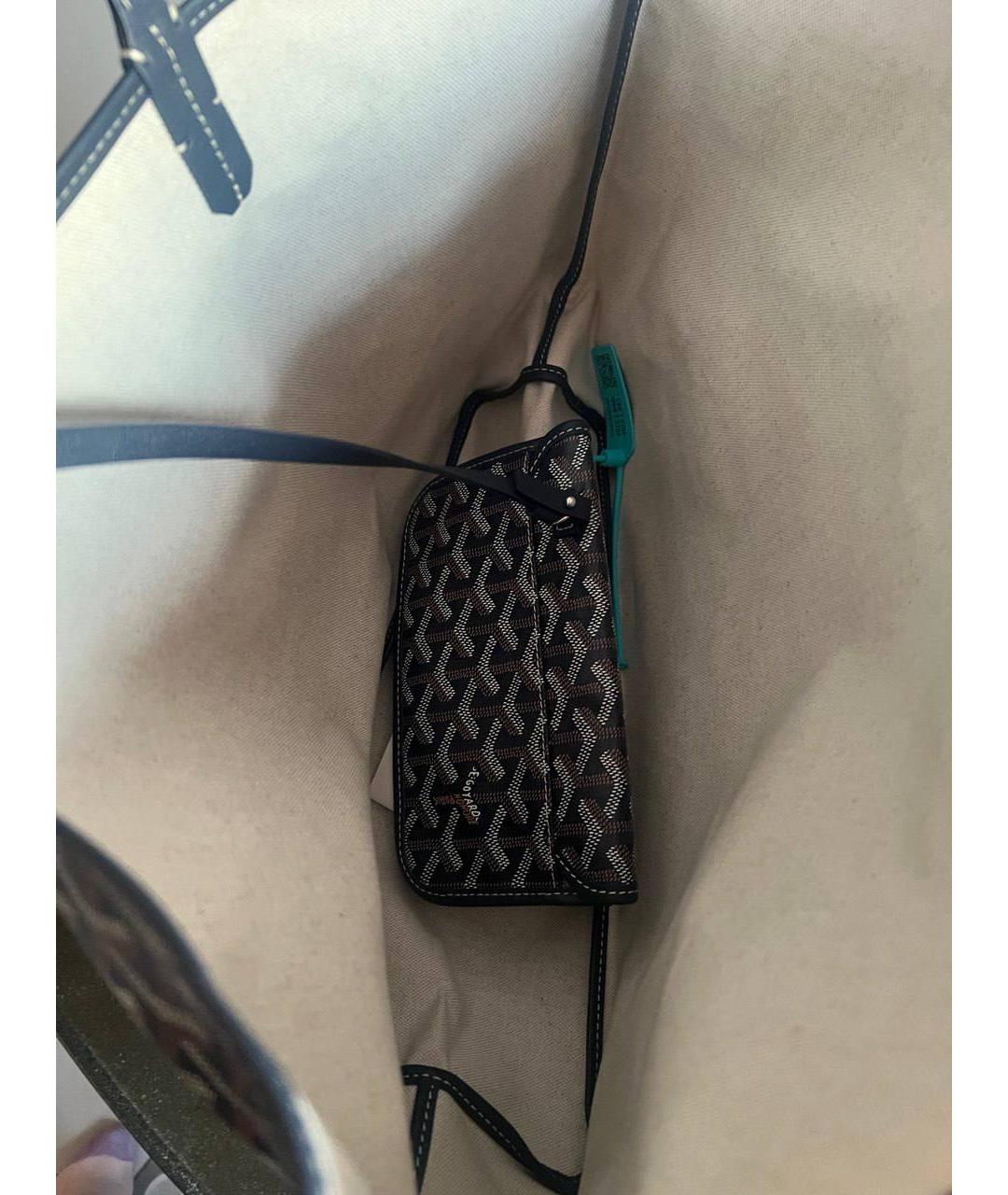 GOYARD Синяя кожаная сумка с короткими ручками, фото 4