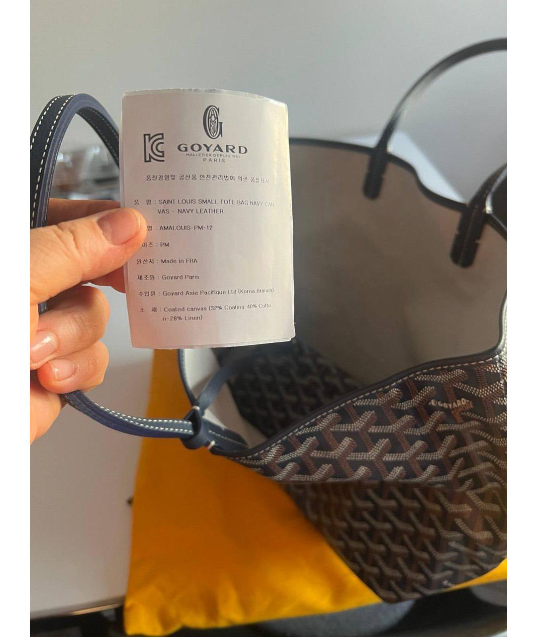 GOYARD Синяя кожаная сумка с короткими ручками, фото 5