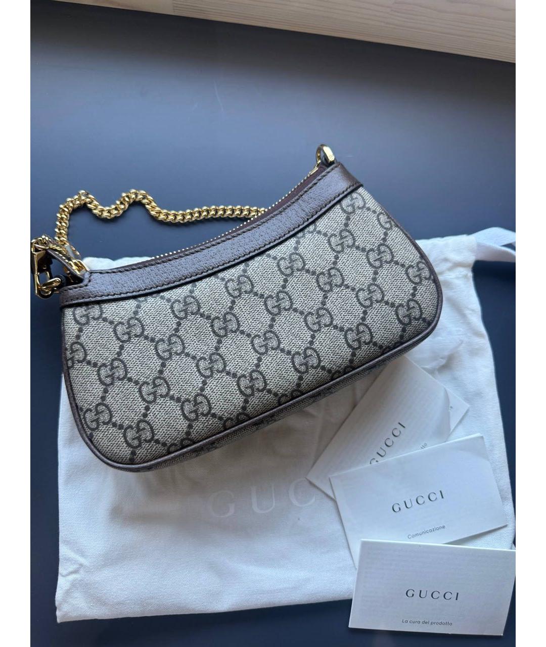 GUCCI Бежевая тканевая сумка с короткими ручками, фото 2