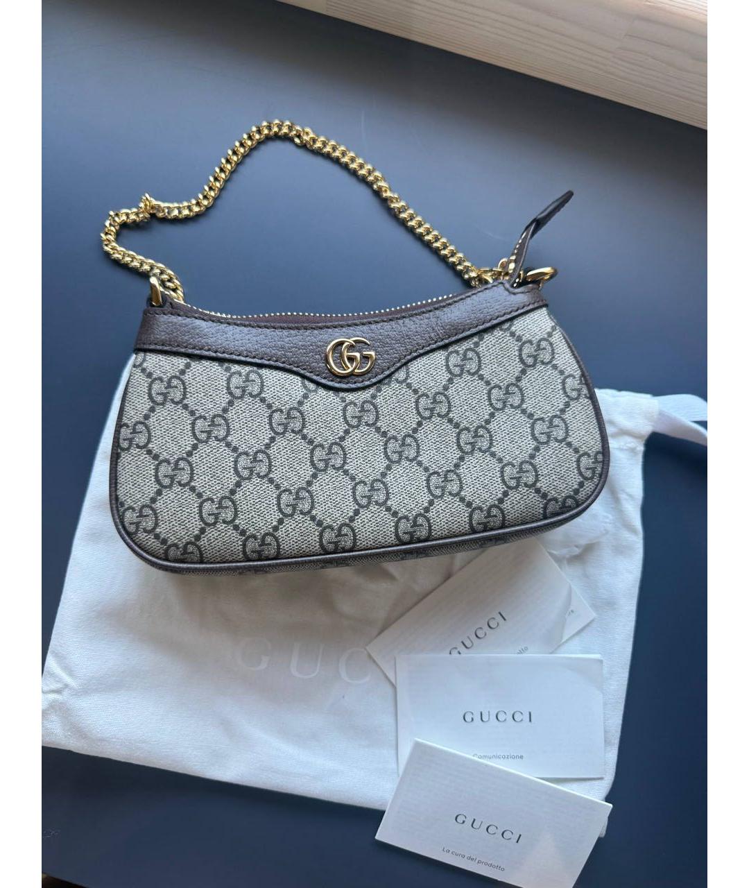 GUCCI Бежевая тканевая сумка с короткими ручками, фото 4