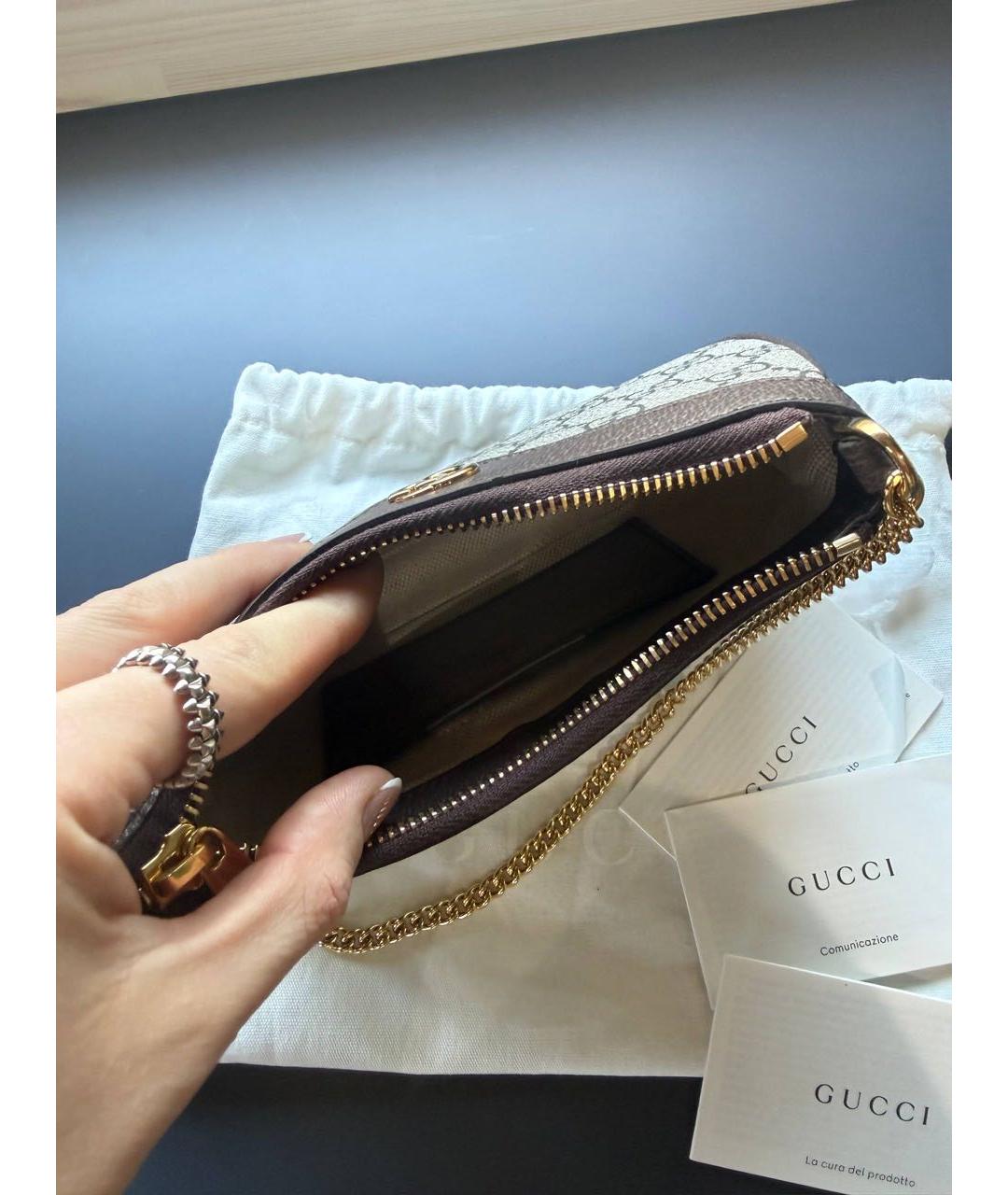 GUCCI Бежевая тканевая сумка с короткими ручками, фото 3