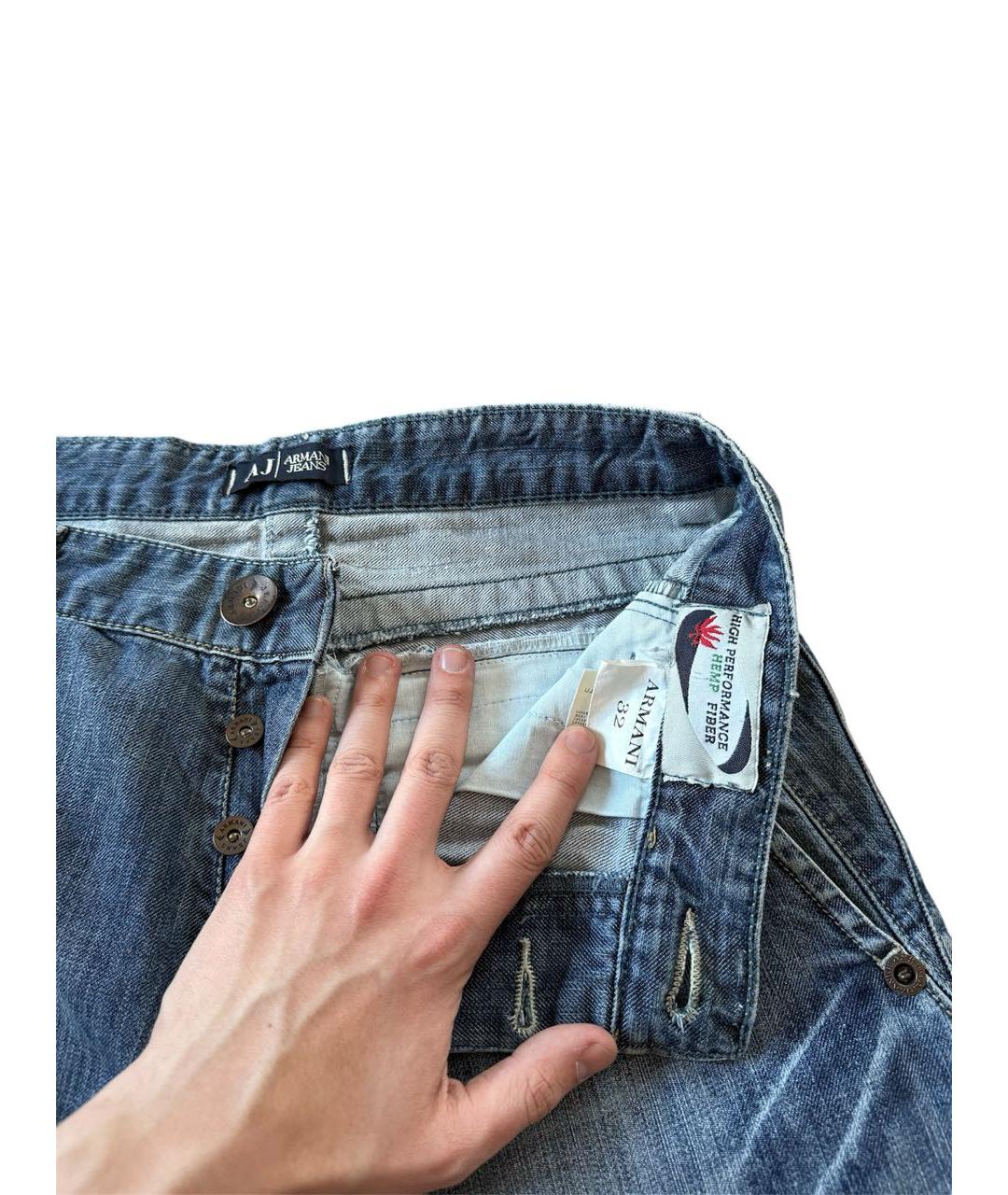 ARMANI JEANS Голубые прямые джинсы, фото 3