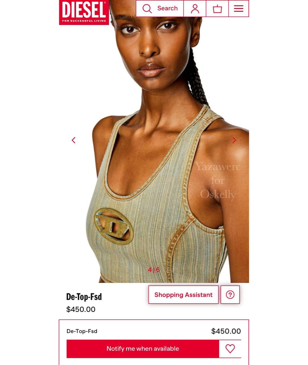 DIESEL Хаки хлопко-эластановая майка, фото 2