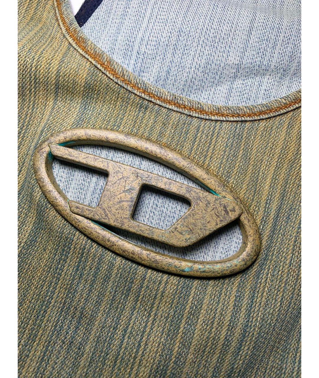 DIESEL Хаки хлопко-эластановая майка, фото 6