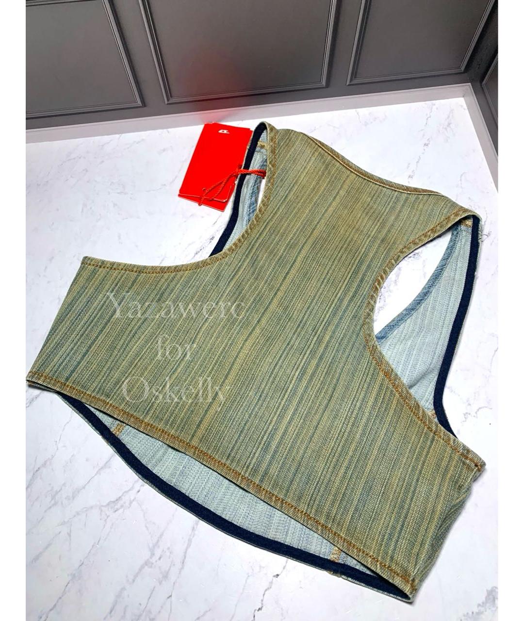 DIESEL Хаки хлопко-эластановая майка, фото 5