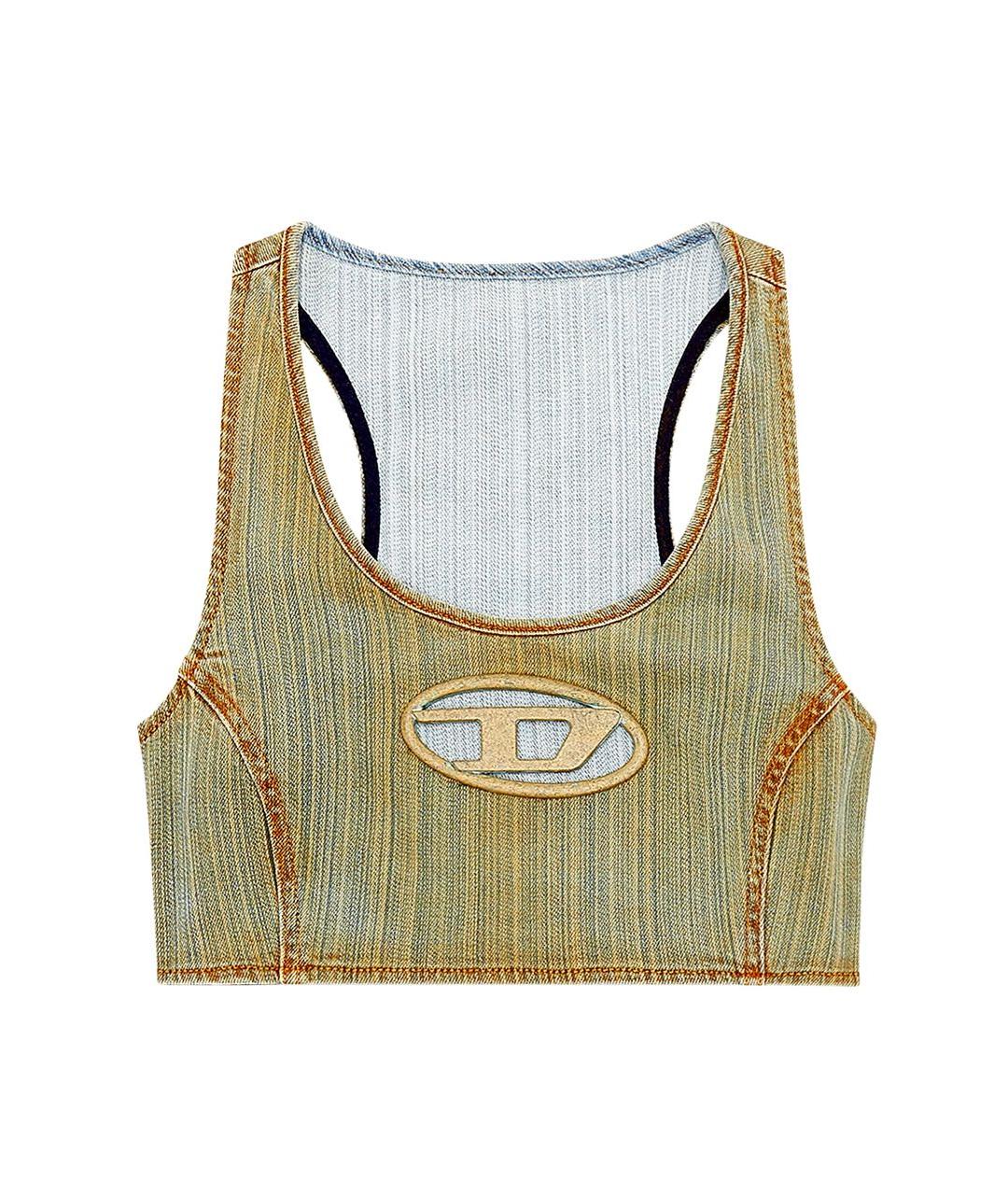 DIESEL Хаки хлопко-эластановая майка, фото 8